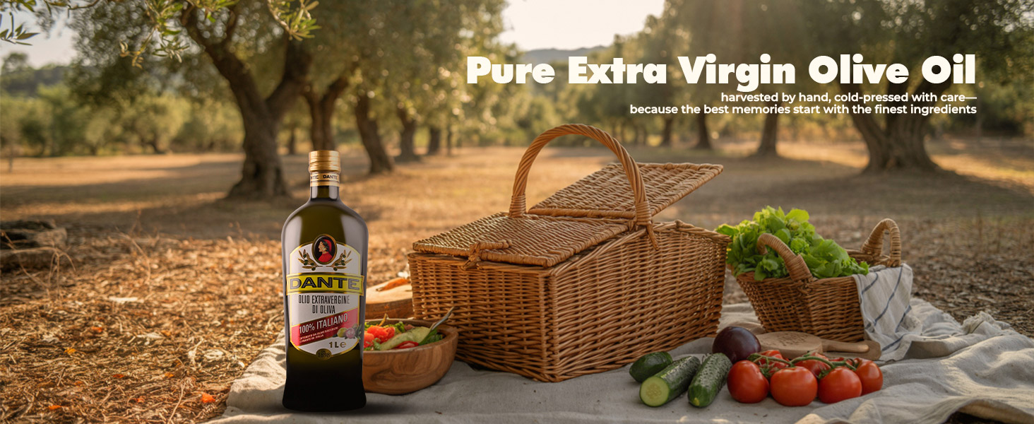 Picnic all'aperto sotto gli ulivi con prodotti tipici italiani